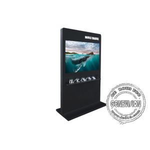 Mobile Charging Station Advertising Totem 65 inch Horizontal Media Player