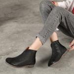 S206 Factory leather women's boots ethnic style flat ankle boots literary simple