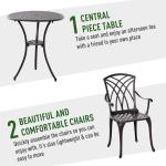 Cast Aluminum Balcony Furniture AJUNION 2 Seater Outdoor Bistro Set with Round