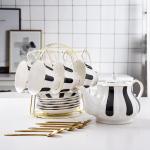 European Design Ceramic Tea Set Luxury Porcelain Teapot And Teacups With Gold