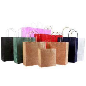 China Wholesales Custom Logo Printed Cheap Recycled Take Away Food Packaging Shopping Brown Paper Bag With Twisted/Flat Handle factory