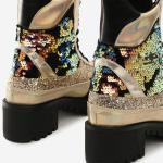 Animal Print OEM Ladies Flat Boots Flat Platform Leather Ankle Boots