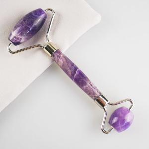 China 100% Natural Jade Crystal Roller Amethyst Facial Massage Beauty Roller factory