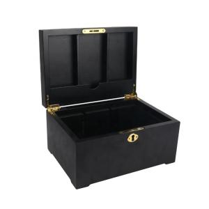 China Simply Logo Printed Wooden Packaging Box Black Personalized Jewelry Box factory