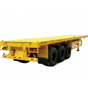 China Yellow 12500mm Flatbed Truck Container Q345 40ft Flat Bed Trailer factory
