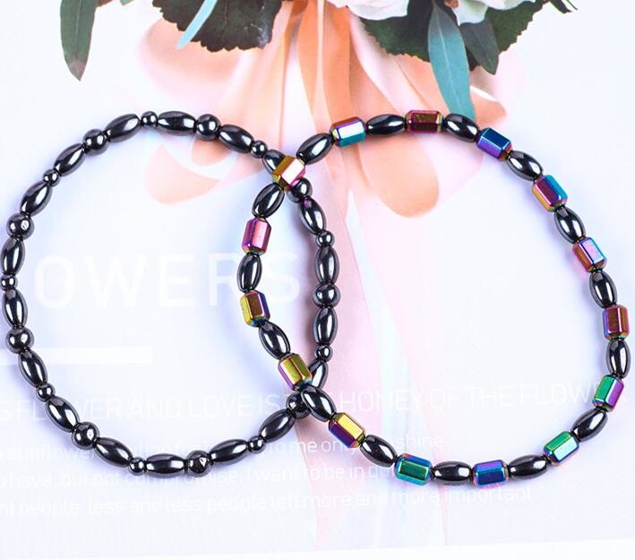 Gemstone Bead Slimming Magnetic Hematite Stone Ankle Bracelets With Five Star Symbol