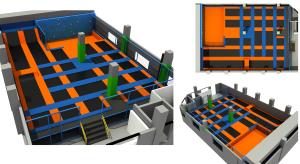 China 263M2 Relaxing Indoor Kids Commerical Trampoline Park for Sky Zone Spring Round Trampoline factory