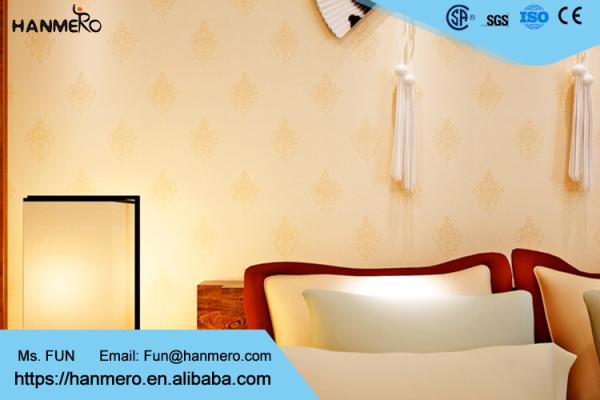 Soundproof Yellow PVC European Style Wallpaper Washable for Study Room / Non