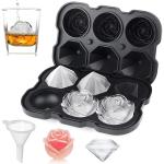 Food Grade Ice Cube Trays Silicone Mold With Lid 2 Rose Ice Mold For Whisky