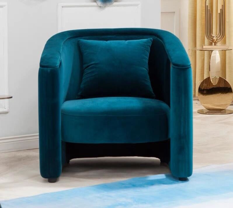 Creative Armrest Hollow Velvet Metal Single Sofa Chair Italian Style Customized