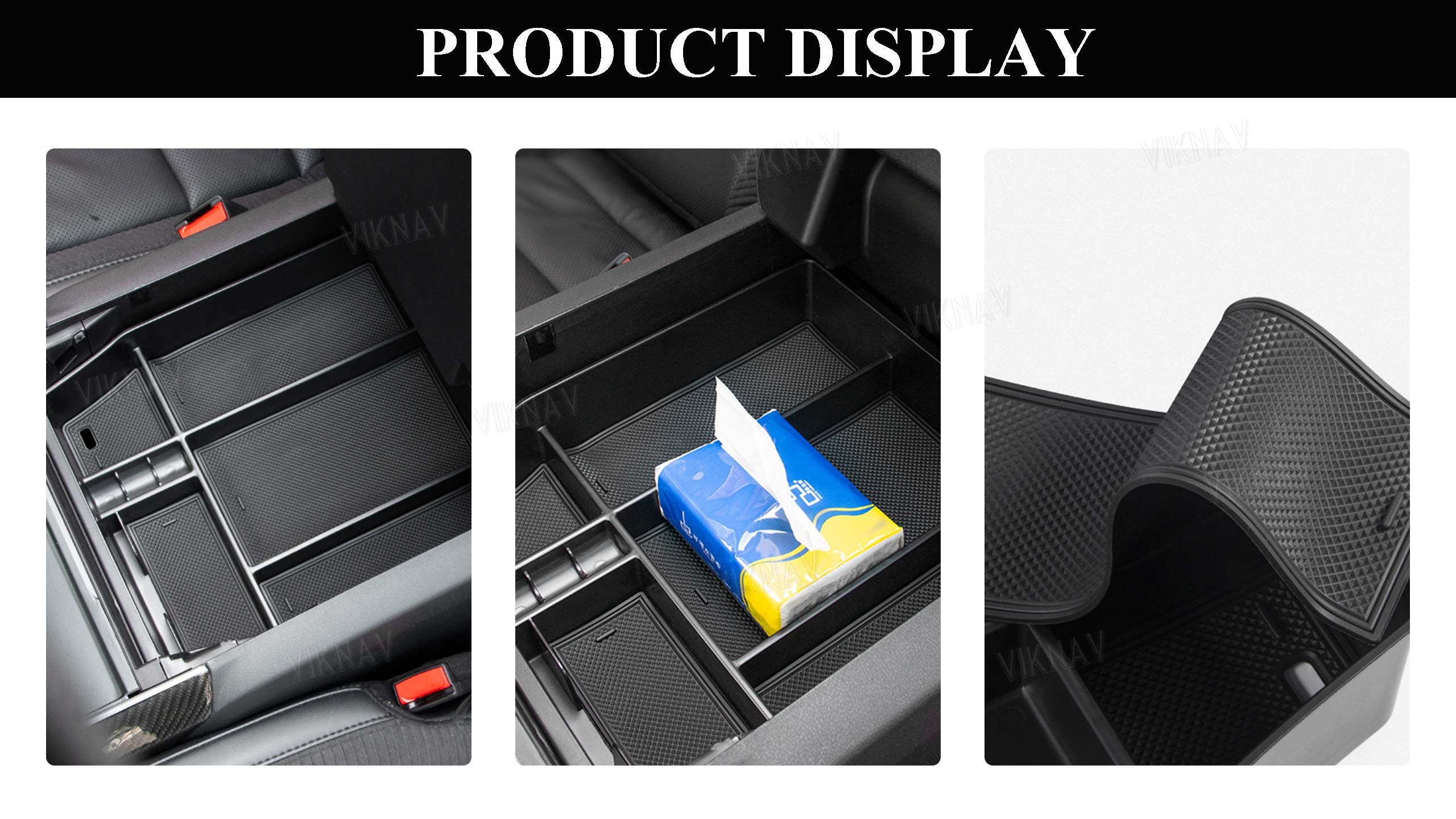 Viknav Center Console Organizer Tray Storage Suitable For 2015-2024 F150 Raptor Center Armrest Glove
