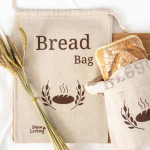 China Screen Printing Unbleached Linen Bread Drawstring Bag factory