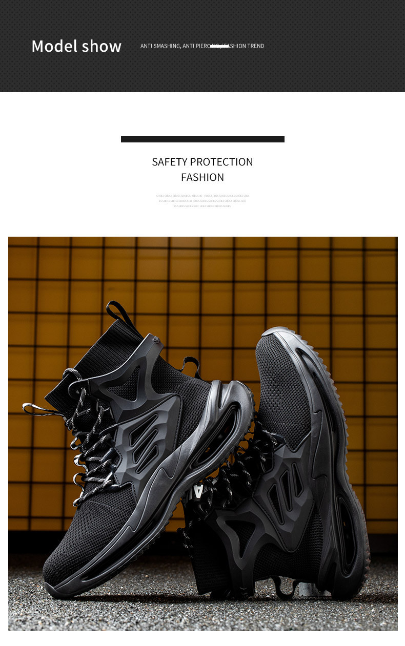 OEM Security Work Boots With Mid-cut Flying Knit Safety Boots And European Standard Steel Toe