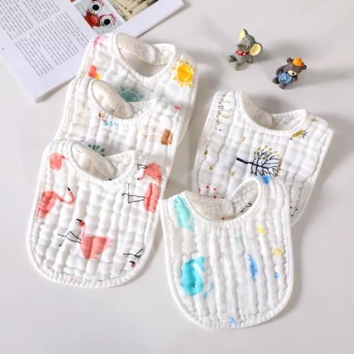 Various Color Muslin Baby Bibs Snap Closure Silk Screen Printing No Fading