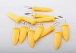 Multiple Twin Prong Corn Needle Skewer Needle For BBQ Barecue Fruit Fork Yellow
