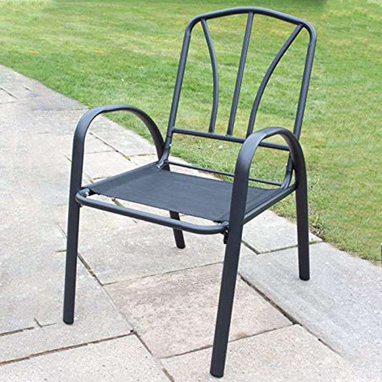Leisure Outdoor Furniture Removable Stackable Folding Iron Metal Chair with Arm