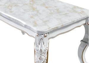 China Pearlescent White Painted Rectangular Marble Dining Table factory