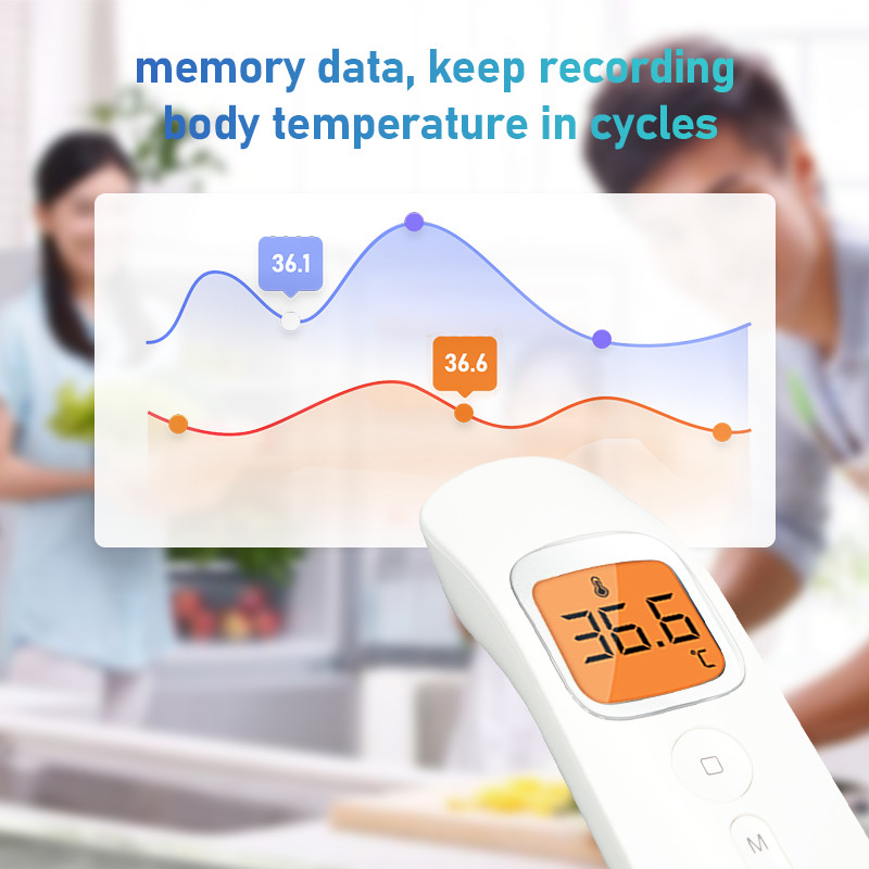 Head LED Backlight Digital Infrared Thermometer Non Contact For Adult And Child