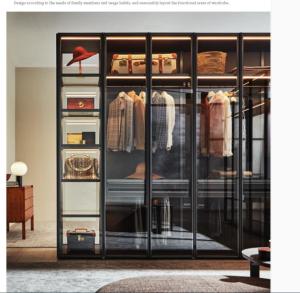 China 250cm Walk In Closet Wardrobe Drawer System With Aluminum Glass Door ODM factory