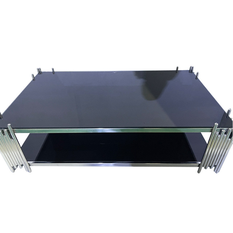 Home Furniture Tubular Silver Coffee Table With Tempered Glass Wholesale