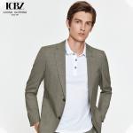 Men's Korean Style Khaki Suit for Wedding Groom Business Casual Slim Formal