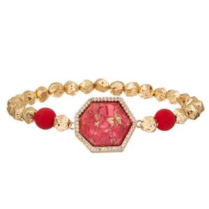 China Spring collection Natural Red Turquoise Handmade Beads Bracelet Elastic factory