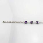 Fashion Jewelry Created Aemthyst Cubic Zircon 925 Silver Link Chain Bracelet