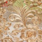 Evening Dresses flower gold embroidered beaded fabric