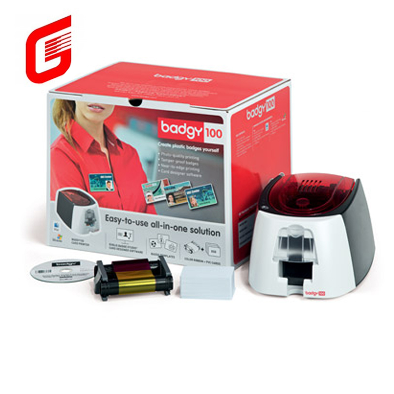 USB Interface Evolis Badgy100 Single Sided Ribbon Ink Plastic Smart Card Printer