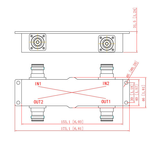 450-900MHz 2in 2out 4.3-10 Female Hybrid Coupler
