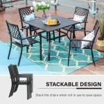 Metal Garden Set by AJUNION Waterproof Outdoor Furniture with Stackable Dining