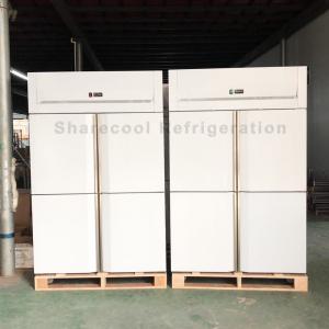 China Fan Cooling 4 Door Upright Chiller Stainless Steel PVC Coated Shelf factory