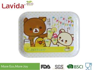China Shatter Proof Square Shape Melamine Food Tray 3-PC Set Sweet Cute Cartoon Printing factory