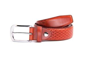 China Handmade 3.5CM Mens Embossed Leather Belt For Jeans Slacks factory