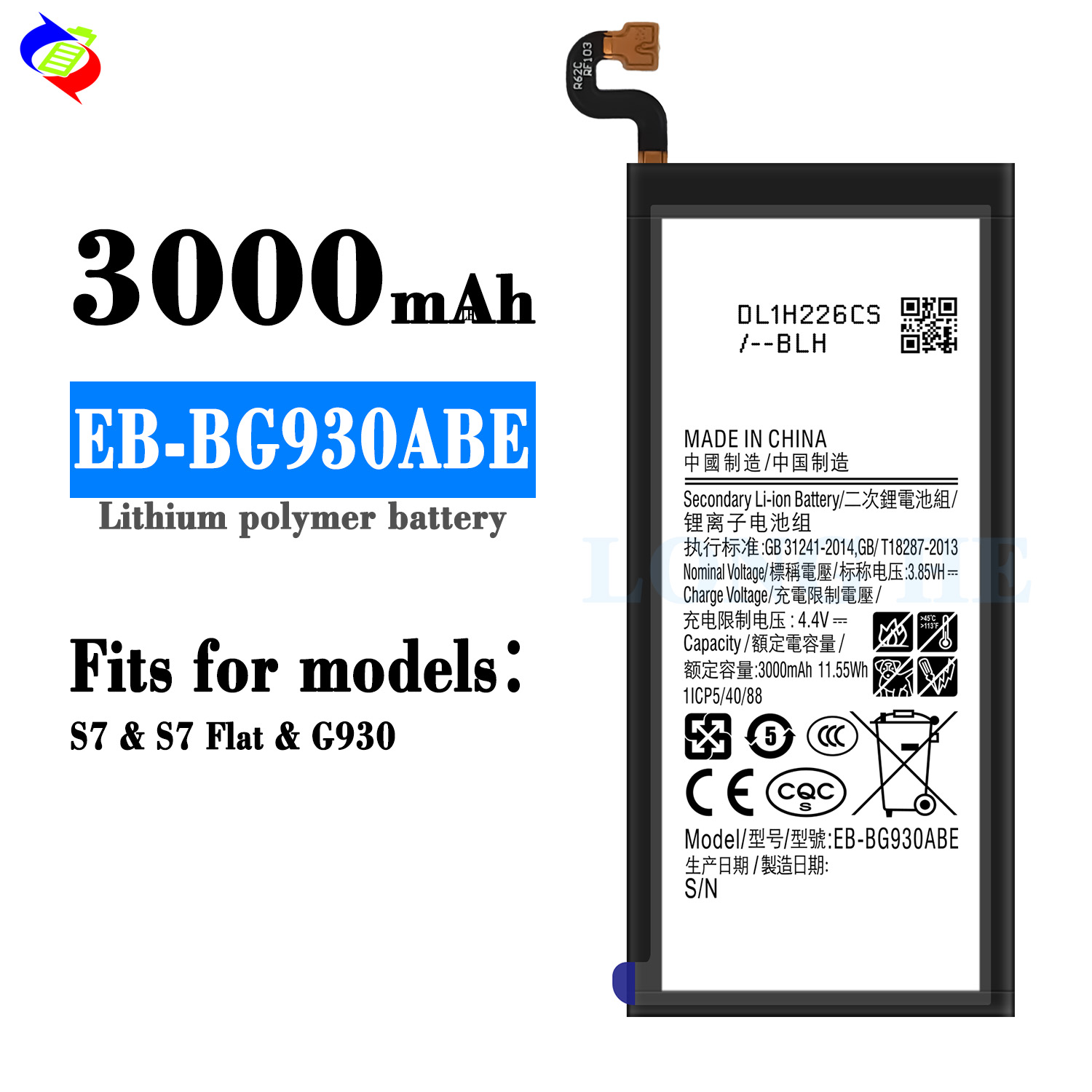 Li-Polymer EB-BG930ABE Batteries For Samsung S7 G930 Galaxy S6 S7 S8 BG930 3000mah 3.85V