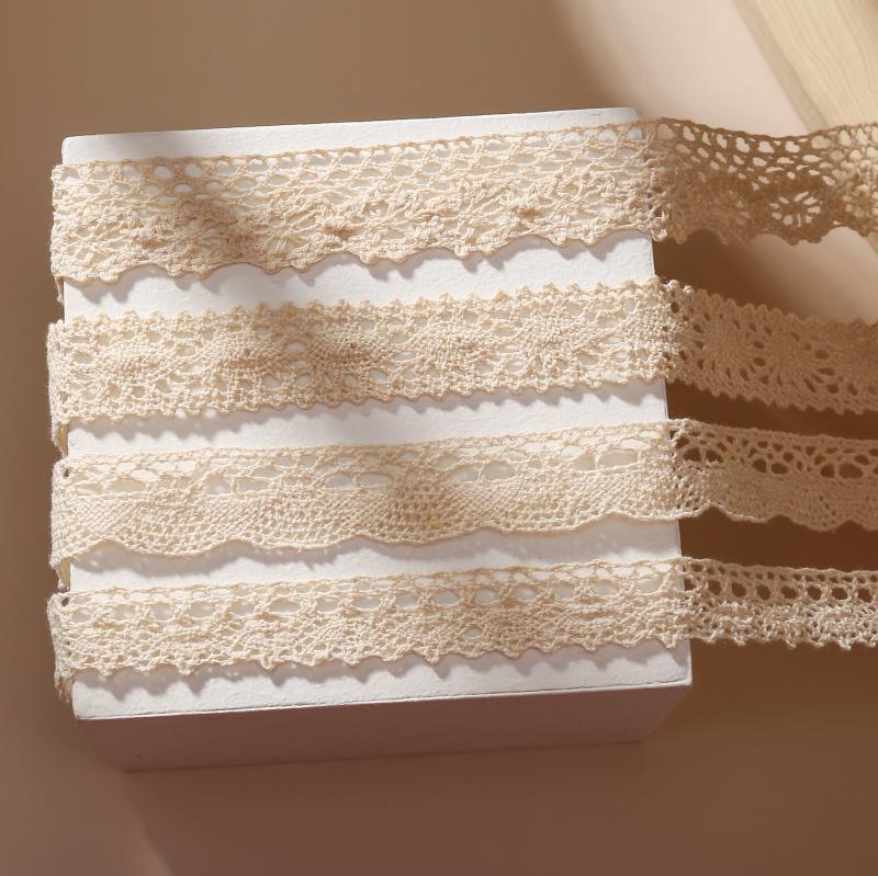 Eco-friendly lace fabric for garment accessories eyelet embroidery beige lace trim
