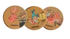 China Thermal Transfer Printing logo, Nature Cork Coaster with silkscreen logo, good for heat insulation factory