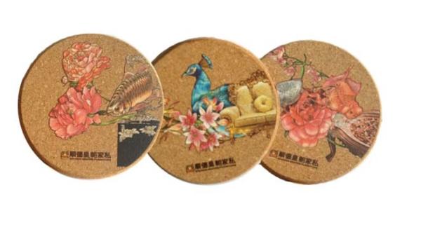 Thermal Transfer Printing logo, Nature Cork Coaster with silkscreen logo, good