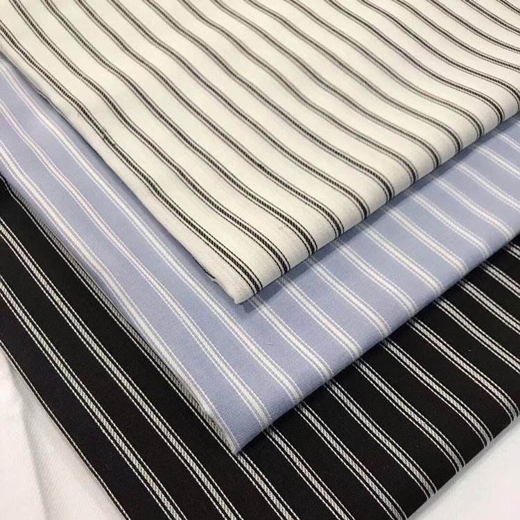 Shrink Resistant Stripe Yarn Dyed Cotton Men Shirt Fabric Breathable