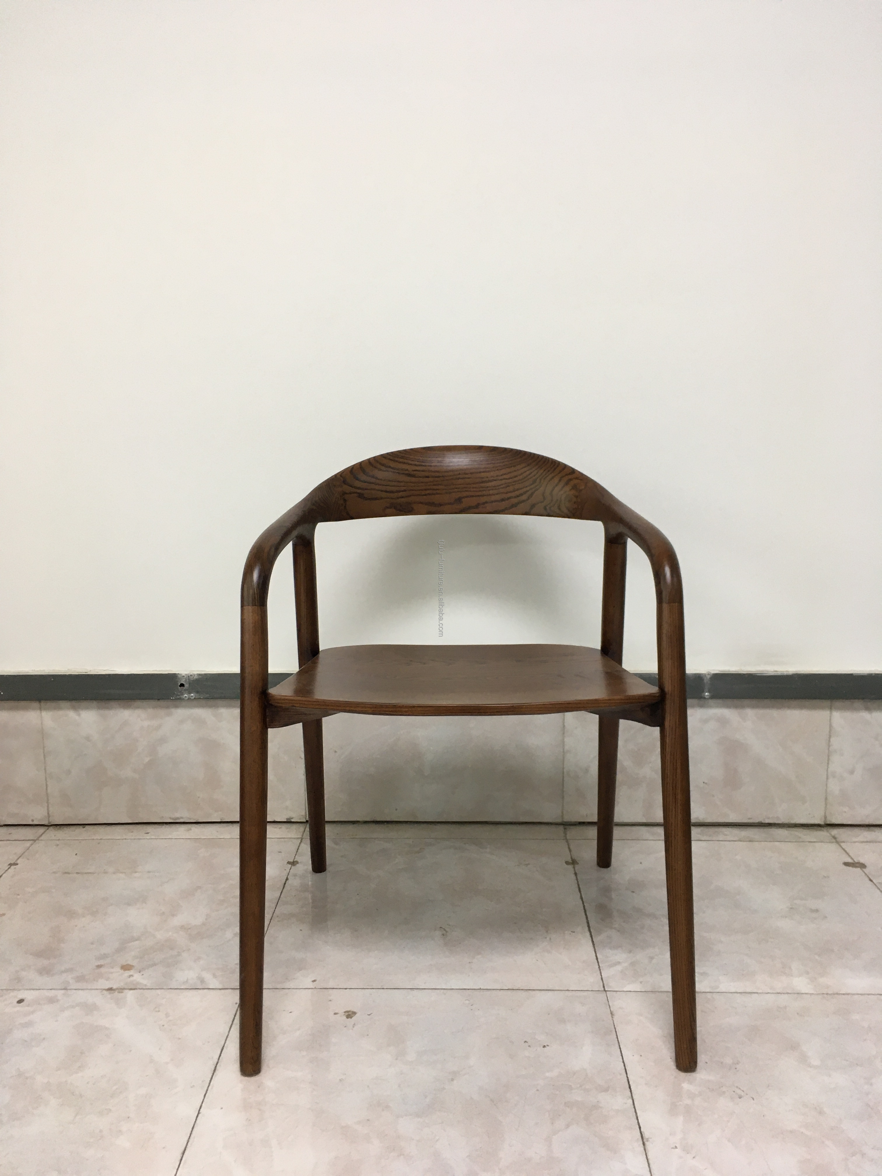 Nordic Modern Wood PU Leather Dining Wooden Living Room Furniture With Armrest For Customized Color in Office Building