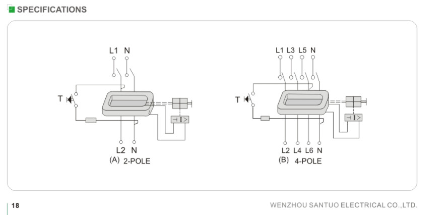 Without Delay Type 4 Poles 6kA Rccb Circuit Breaker