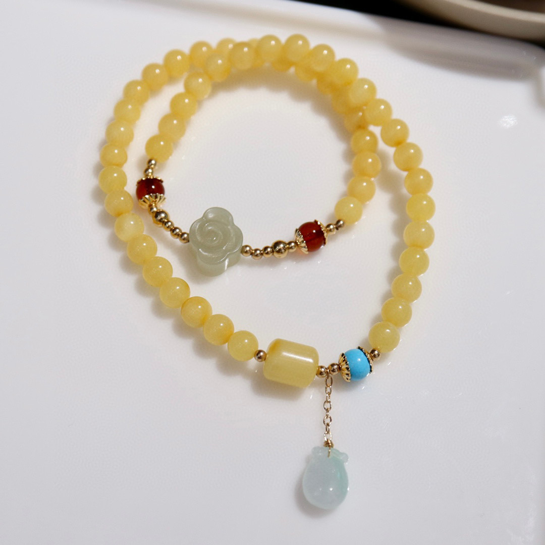 Fengshui Jewelry Bracelets Pendent Necklace Beads Muslim Chanting Beads Natural High-Quality Amber Bracelet 12mm Translucent Lucky Bracelet To Give To