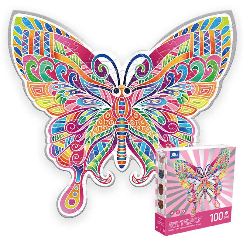 Paper Material 100 Piece Irregular Jigsaw Floor Puzzle Toy for Children's Education