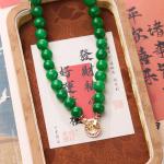 Premium Artisan Handcrafted Jade Necklace High Quality Woman Natural Dark Green