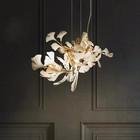 China White Nordic Pendant Light Ginkgo Biloba Flower Copper LED Chandelier factory