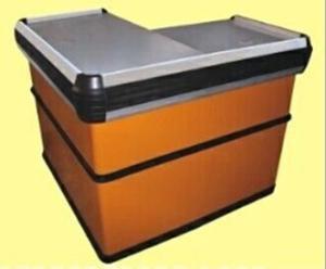 China Steel Orange Express Checkout Counter / Polished Surface Store Cashier Desk factory