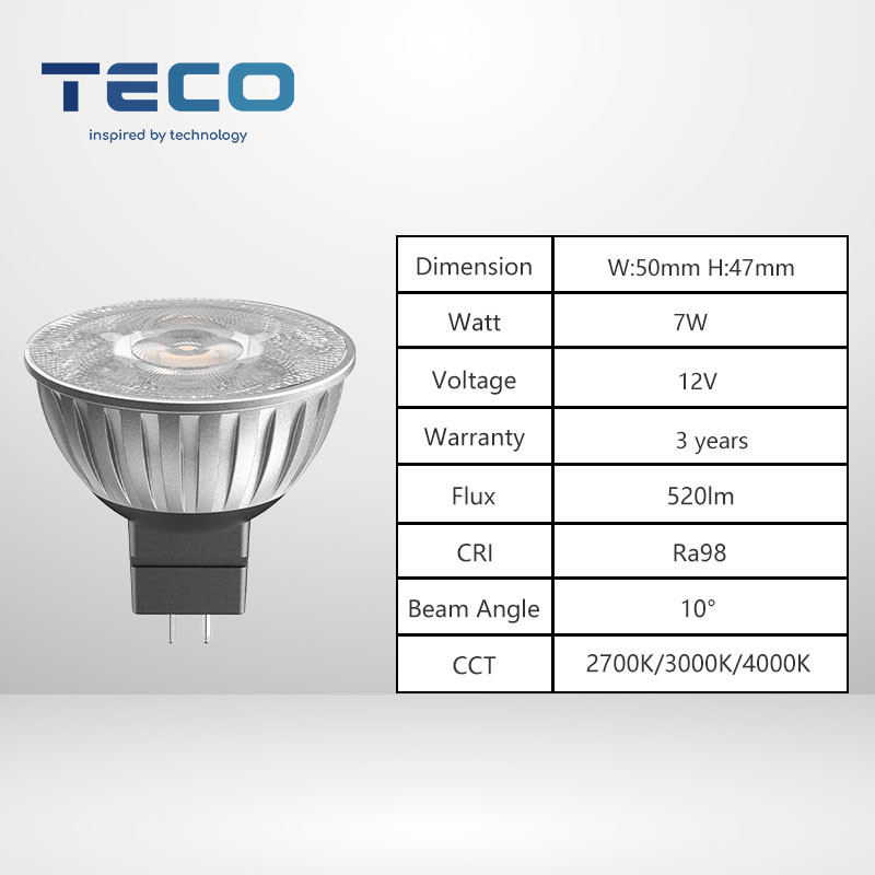 CE Certified LED MR16 Dimmable Bulb 10 Degree 2700K LED Spotlight Indoor GU5.3 Base