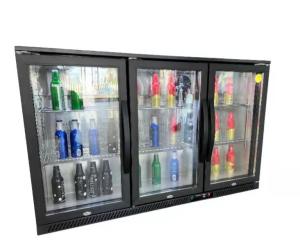 China 350L Sliding Beer 3 Door Upright Display Freezer factory
