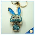 Trendy Rhinestone Cute Rabbit Shape Crystal Gold Plated Key Chain For Handbag