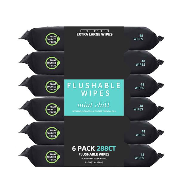 Plastic Free Mint Flushable Wet Wipes 100% Plant Sourced Fibers Toilet Cleaning